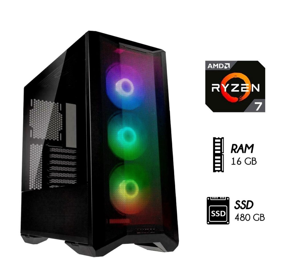 Computadora Pc Gamer Ryzen 7 5700G Ram 16GB SSD 480GB CASE 500W RGB