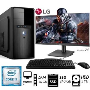 COMPUTADORA PC Intel Core i7 3.4GHZ RAM 16GB DISCO 1TB SSD 250GB Monitor 24" LG FHD