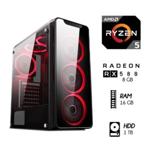 PC GAMER RYZEN 5 3400G RAM 16GB DISCO DURO 1TB VIDEO RX 570 8GB CASE 500W LED