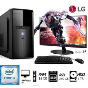 Computadora Pc Intel Core I7 3.2 Ghz Ram 16GB Disco 1TB SSD 240GB MONITOR 19´´LG