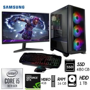 Computadora Pc Gamer Core i5-10TH Ram 16GB Disco 1TB SSD 480GB GTX 1650 4GB Monitor 24" FHD