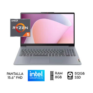 LAPTOP LENOVO IDEAPAD AMD RYZEN 5-7520U RAM 8GB SSD 512GB 15.6" FHD GRIS