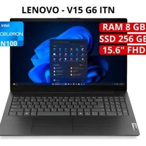 LAPTOP LENOVO V15 INTEL CELERON N100 RAM 8GB SSD 256GB 15.6" FHD GRIS OSCURO