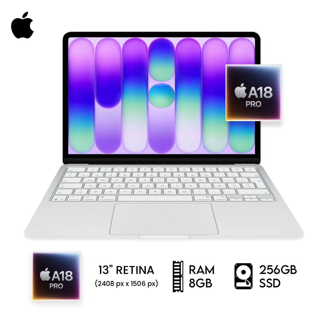 APPLE 2026 MACBOOK NEO APPLE A18 PRO RAM 8GB SSD 256GB 13" LIQUID RETINA COLOR PLATA APPLE 2026 MACBOOK NEO APPLE A18 PRO RAM 8GB SSD 256GB 13" LIQUID RETINA COLOR PLATA