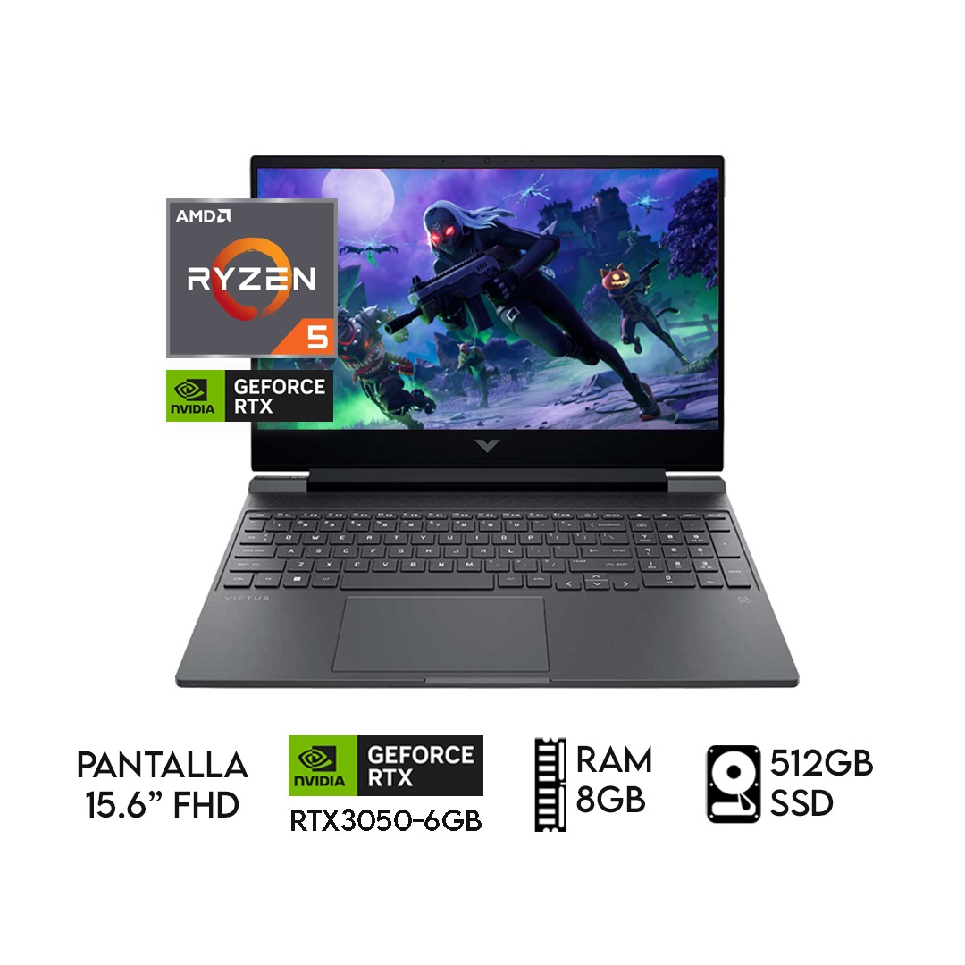 Laptop HP Victus Gaming 15-fb2002la AMD Ryzen 5-8645HS RAM 8GB SSD 512GB RTX 3050 6GB 15.6" FHD Laptop HP Victus Gaming 15-fb2002la AMD Ryzen 5-8645HS RAM 8GB SSD 512GB RTX 3050 6GB 15.6" FHD